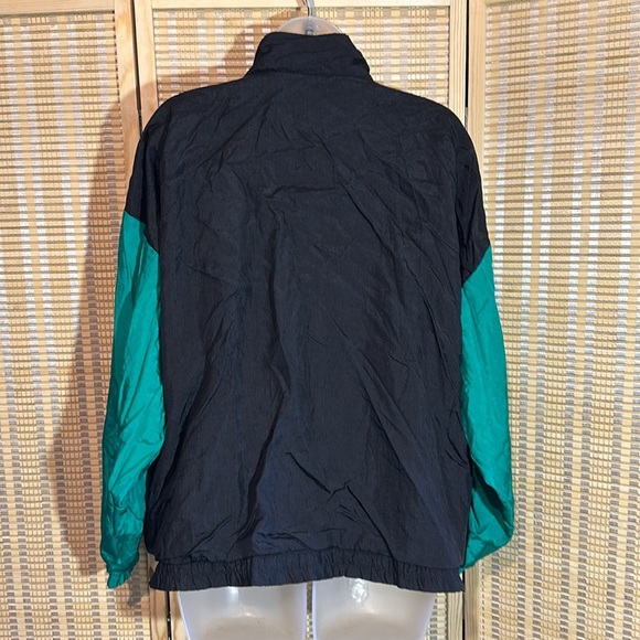 Ashley Hill Vintage 1990s Y2K Black Green Colorblock Zip Front Windbreaker Large - Picture 11 of 16